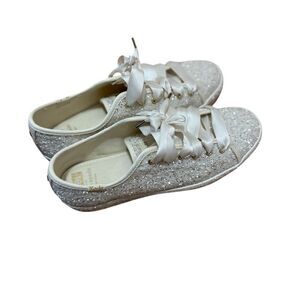 Keds x Kate Spade Women's White Glitter Slip-On Sneakers Party Shoes Size 7.5